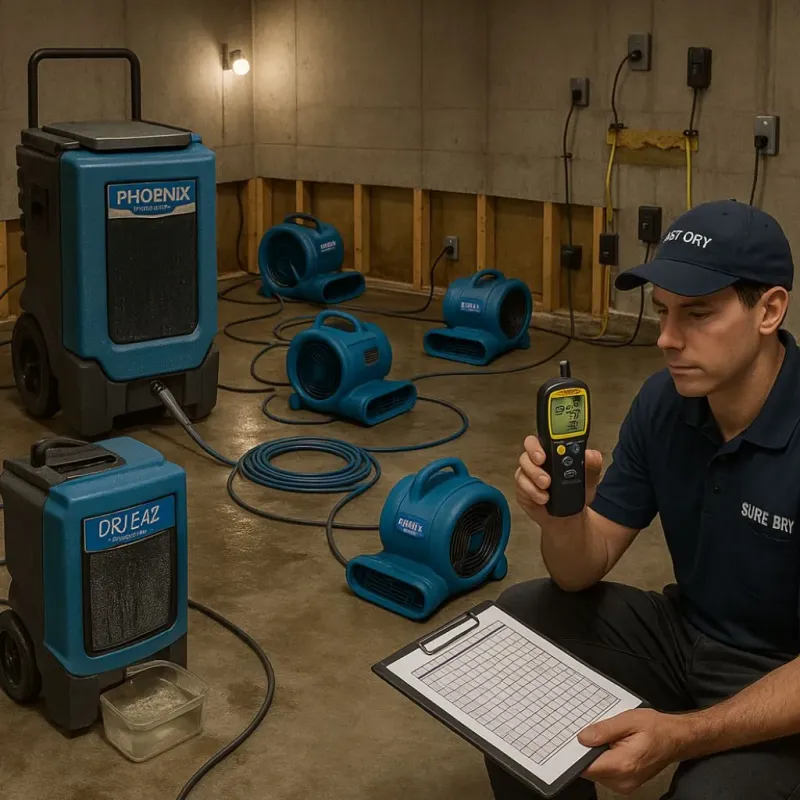 Structural Drying and Dehumidification process in Monfort Heights, OH